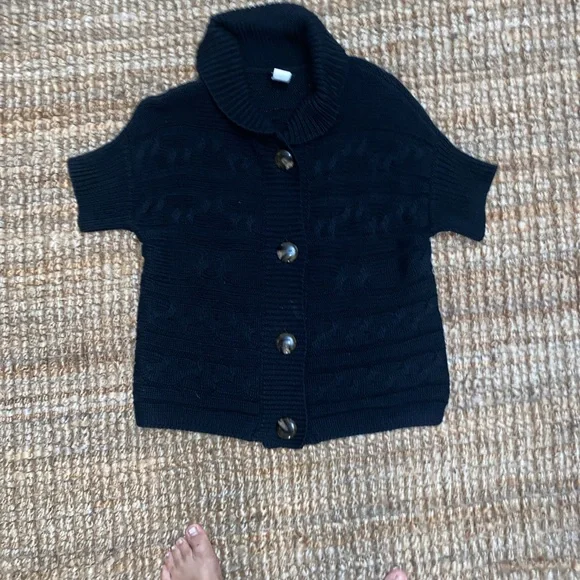 Talbots Black Short Sleeve Knit Cardigan - Picture 2 of 4